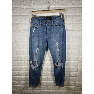 Hollister Womens Jeans Size 00 W23 Vintage Boyfriend‎ Medium Wash Distressed